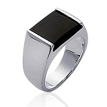 Chevalière homme argent rectangle avec onyx