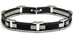 Bracelet homme acier ruthenium stylisé