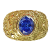 Bague américaine universitaire en or 9K - bleu saphir - Design Orleac 