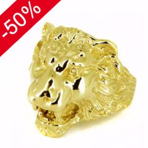 Chevalière tête de lion - Or 9k