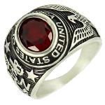 Chevalière universitaire homme argent vintage rouge