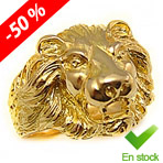 Bague chevalière tête de lion or 9k - Modèle Orleac