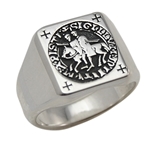 Chevaliere homme argent avec armoirie ou blason templier