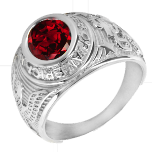 Chevalière américaine universitaire argent 925 rouge - Modèle Orleac